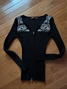 Belldini Black Ribbed Knit Top
